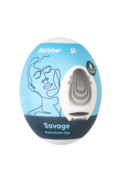 Яйцо-мастурбатор Satisfyer Egg Single (Savage), TPE, голубой