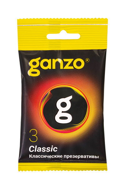 Презервативы Ganzo, classic,латекс, двойная смазка, 18,5 см, 5,2 см, 3 шт.в пакете Black Edition