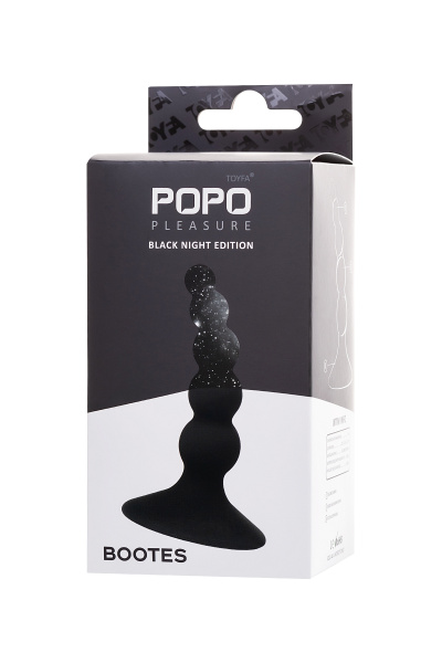 Анальная втулка  TOYFA POPO Pleasure Bootes, силикон, черная, 10 см, Ø 2,5 см