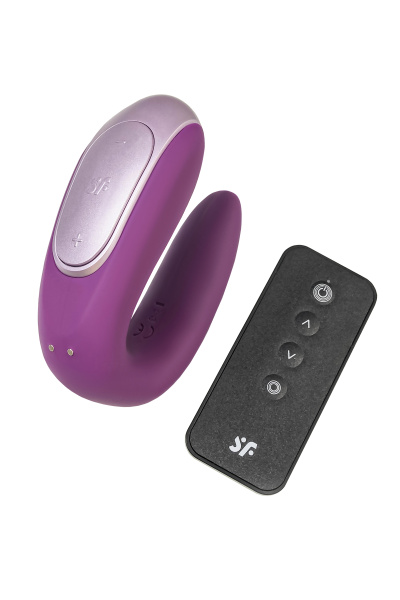 Многофункциональный стимулятор для пар Satisfyer Partner Double Fun, силикон, фиолетовый, 18 см